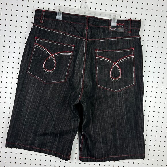 Evolution in Design Black Gothic Skate Shorts 40 Red‎ Stitched Pocket Y2K Punk - Picture 2 of 6